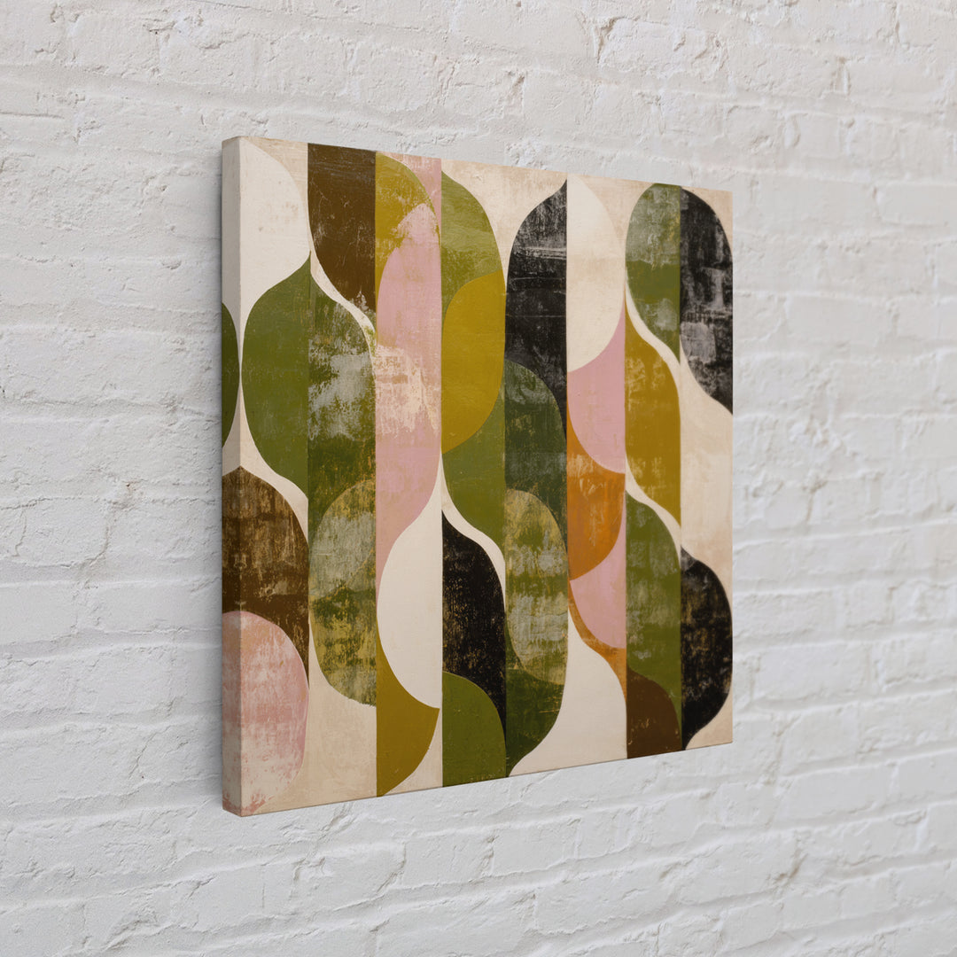 Olive Green Abstract Leaf Pattern Canvas Print, Monochrome Art, Living Room Decor, Watercolor Art, Mono, Printable Art, MON-1x1-20