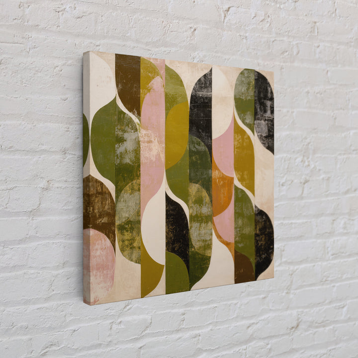 Olive Green Abstract Leaf Pattern Canvas Print, Monochrome Art, Living Room Decor, Watercolor Art, Mono, Printable Art, MON-1x1-20