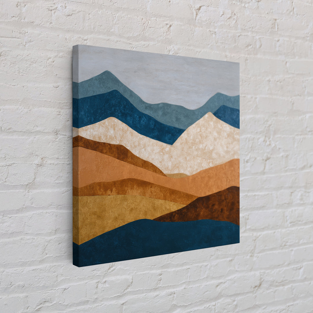 Blue Mountain Ridge Layers Framed Canvas Print, Monochrome Art, Modern Wall Art, Living Room Decor, Mono, Statement Artwork, MON-1x1-24