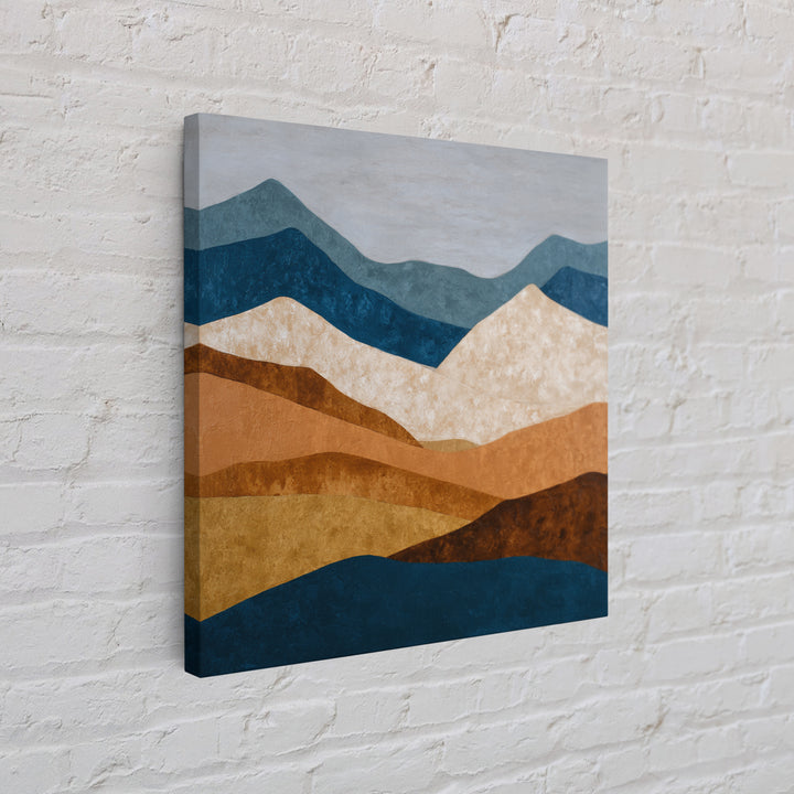 Blue Mountain Ridge Layers Framed Canvas Print, Monochrome Art, Modern Wall Art, Living Room Decor, Mono, Statement Artwork, MON-1x1-24