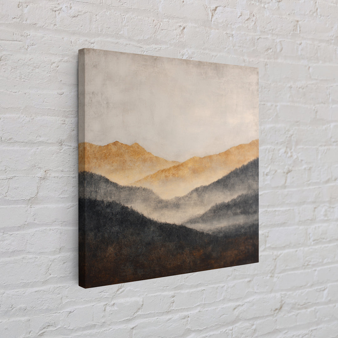Charcoal Mountain Landscape Framed Canvas Print, Monochrome Art, Printable Wall Art, Living Room Decor, Fine Art, Mono, MON-1x1-28