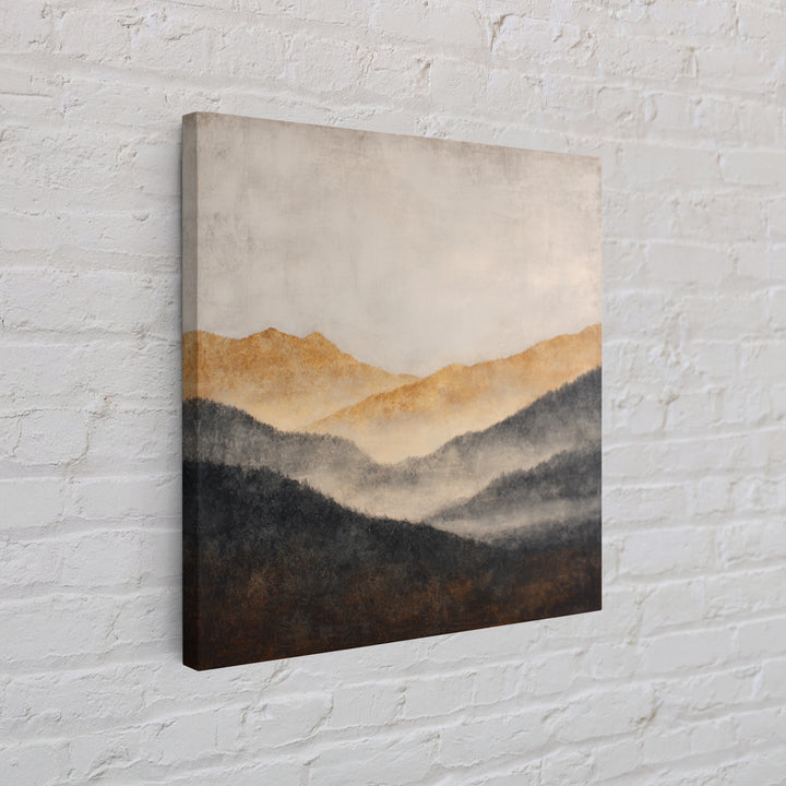Charcoal Mountain Landscape Framed Canvas Print, Monochrome Art, Printable Wall Art, Living Room Decor, Fine Art, Mono, MON-1x1-28
