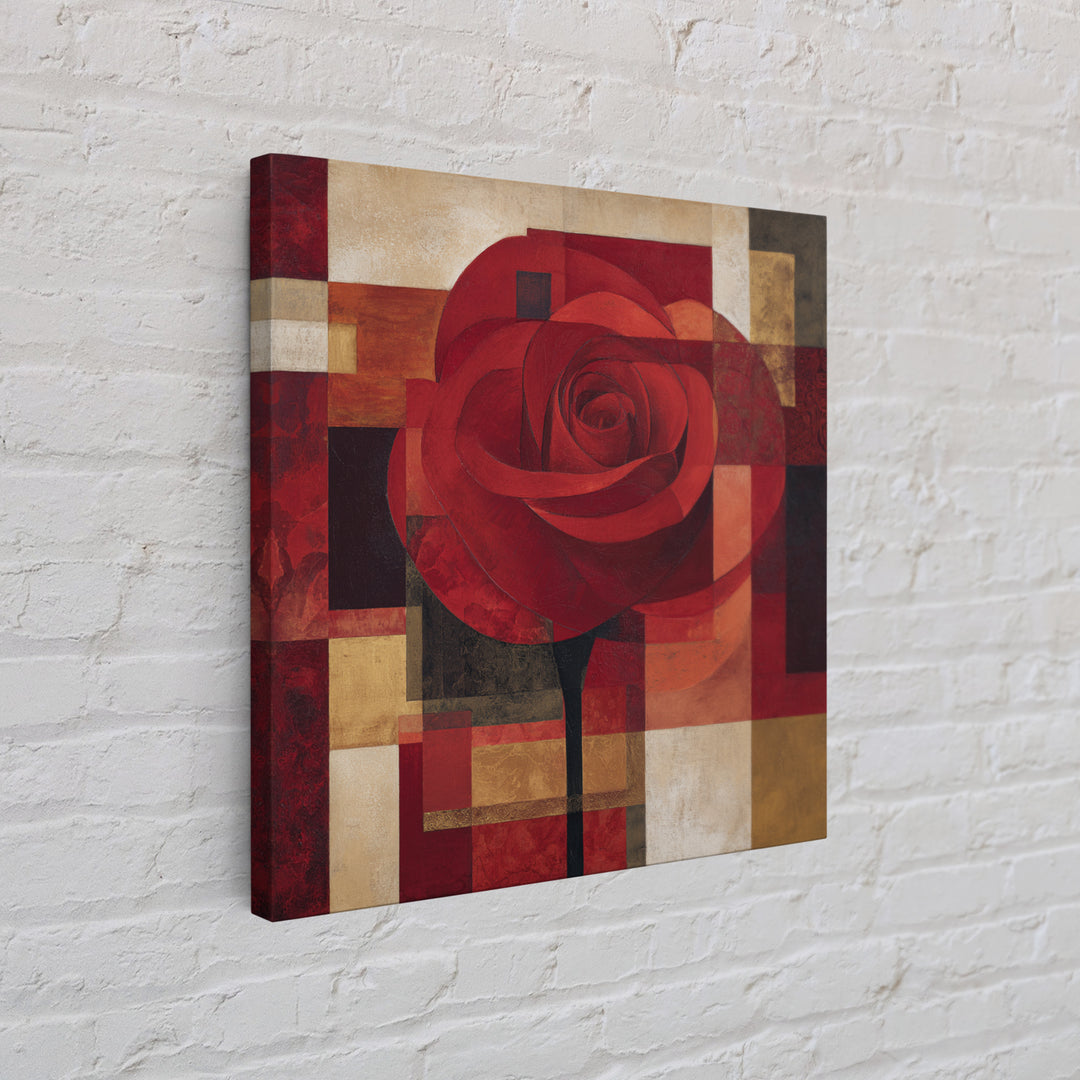 Single Red Rose Rendered Only Canvas Print, Monochrome Art, Apartment Decor, Living Room Decor, Fine Art, Mono, Moody Wall Art, MON-1x1-31