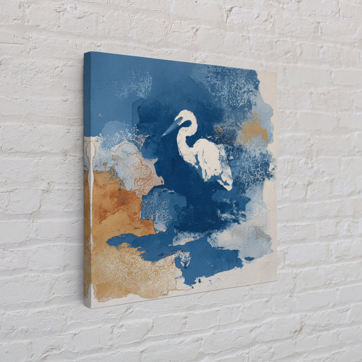 Blue Heron in Monochrome Navy Palette Framed Canvas Print, Monochrome Art, Gallery Decor, Living Room Decor, Fine Art, Mono, MON-1x1-32