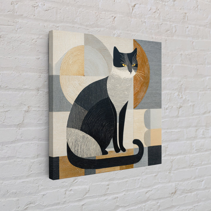 Monochrome Cat Portrait Canvas Print, Monochrome Art, Printable Art, Living Room Decor, Oil Painting, Mono, Minimalist Wall Art, MON-1x1-35
