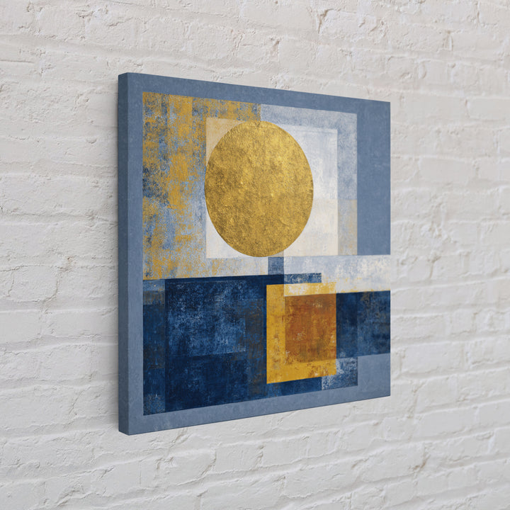 Gold Tonal Sunburst Medallion Framed Canvas Print, Monochrome Art, Wallpaper Mural, Living Room Decor, Fine Art, Mono, MON-1x1-38