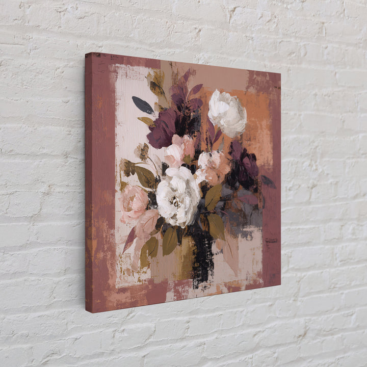 Monochrome Floral Bouquet Framed Canvas Print, Monochrome Art, Unique Wall Art, Living Room Decor, Mono, Fine Art Print, MON-1x1-42