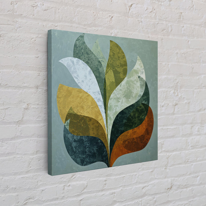 Olive Green Abstract Leaf Pattern Framed Canvas Print, Monochrome Art, Large Wall Art, Living Room Decor, Fine Art, Mono, MON-1x1-44