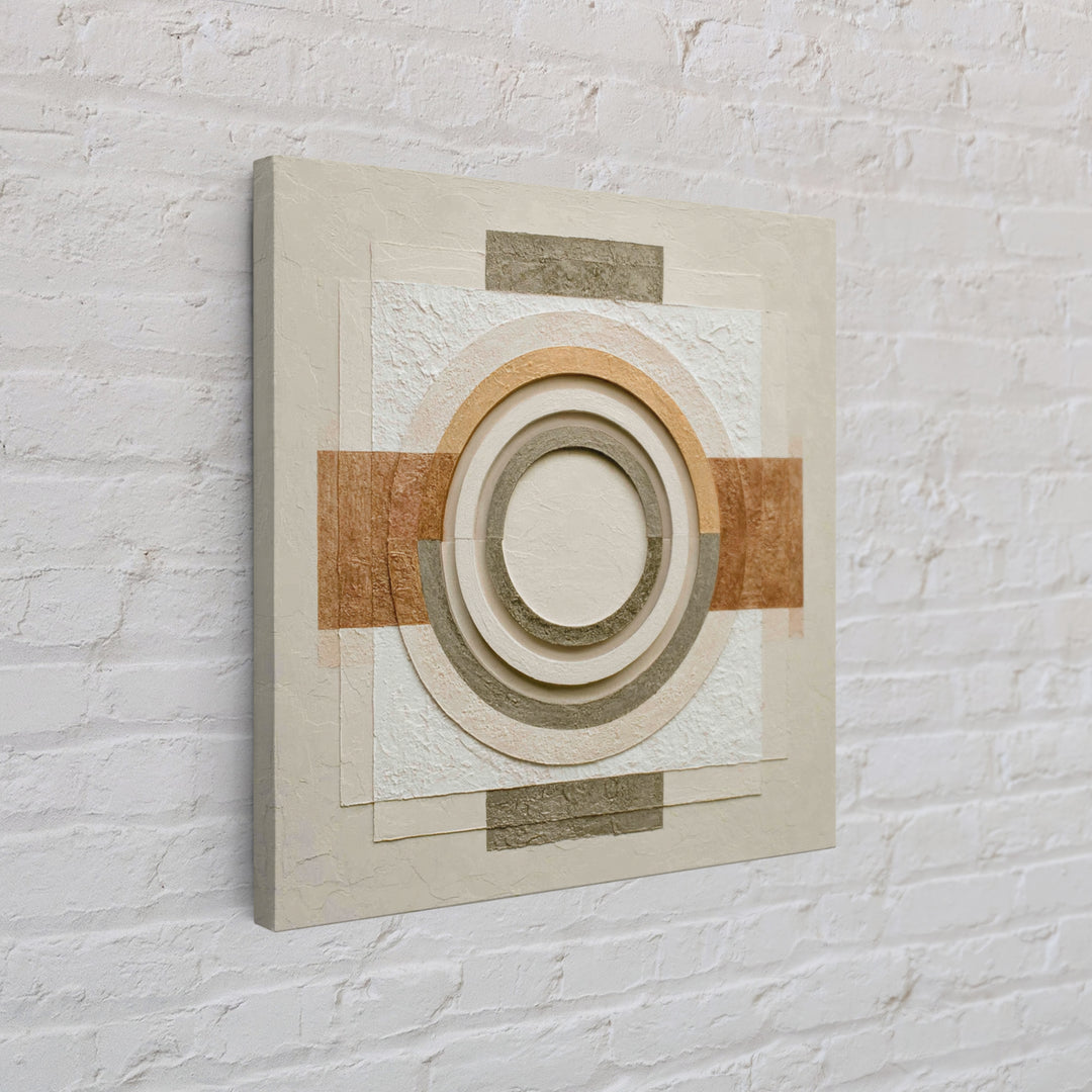 Cream on Cream Minimalist Forms Framed Canvas Print, Monochrome Art, Modern Wall Art, Living Room Decor, Fine Art, Mono, MON-1x1-46