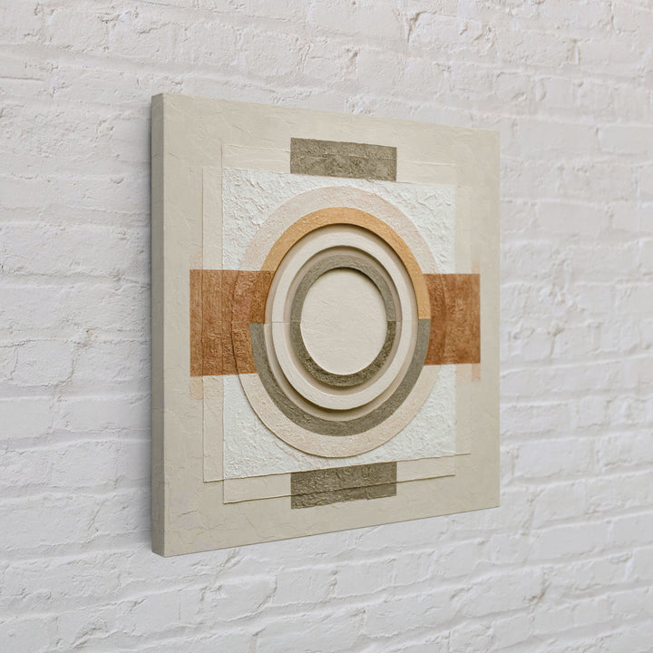 Cream on Cream Minimalist Forms Framed Canvas Print, Monochrome Art, Modern Wall Art, Living Room Decor, Fine Art, Mono, MON-1x1-46