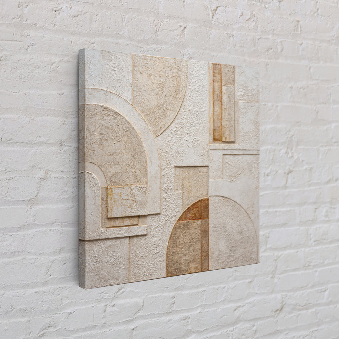 Ivory White Plaster Texture Composition Framed Canvas Print, Monochrome Art, Modern Decor, Living Room Decor, Fine Art, Mono, MON-1x1-53