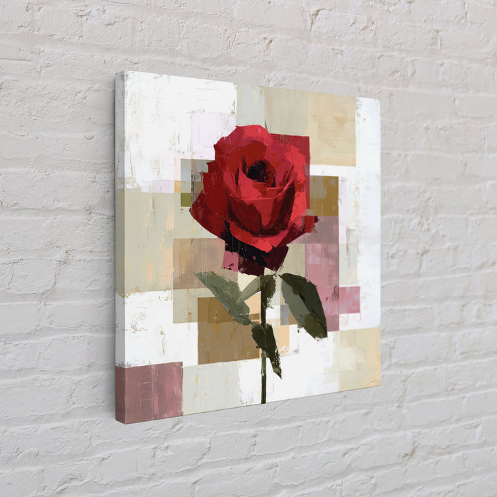Single Red Rose Rendered Only Canvas Print, Monochrome Art, Modern Art, Living Room Decor, Watercolor Art, Mono, MON-1x1-55