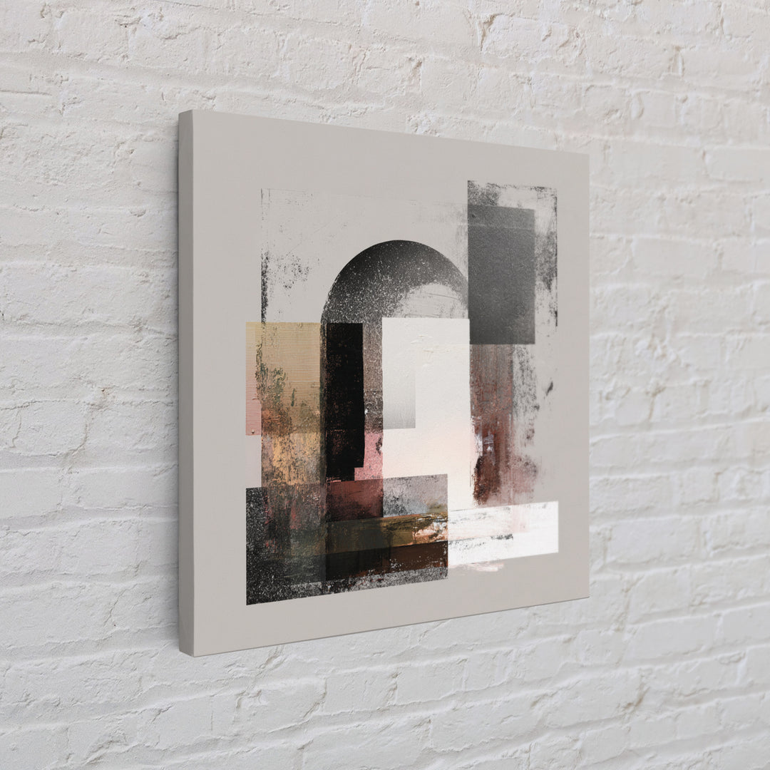 Gray Architectural Arch and Shadow Study Framed Canvas Print, Monochrome Art, Abstract Painting, Living Room Decor, MON-1x1-58