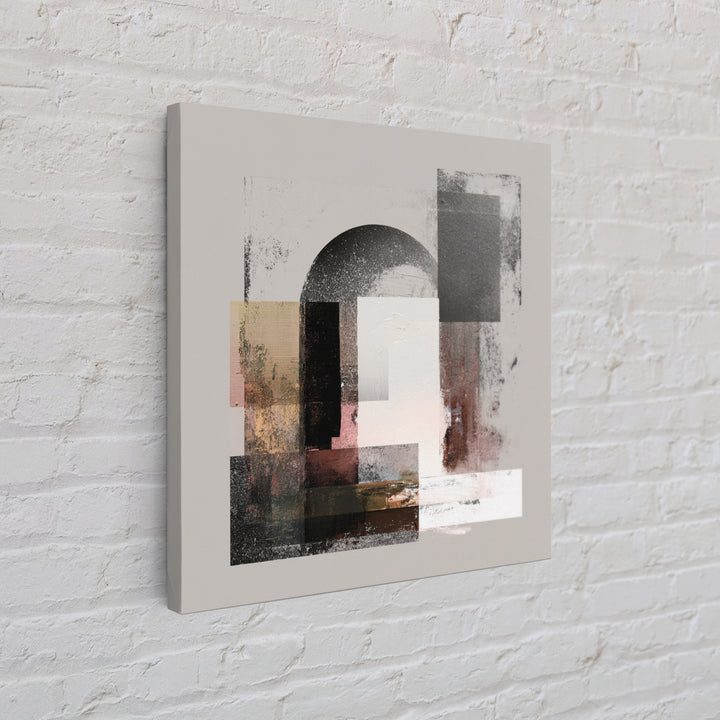 Gray Architectural Arch and Shadow Study Framed Canvas Print, Monochrome Art, Abstract Painting, Living Room Decor, MON-1x1-58