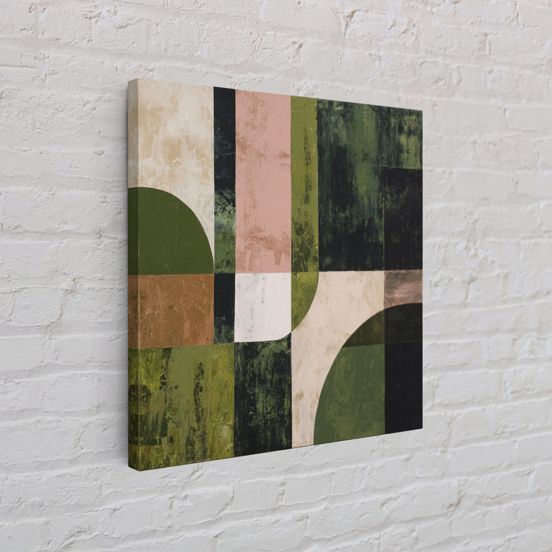 Deep Green Forest Silhouette Study Framed Canvas Print, Monochrome Art, Minimalist Wall Art, Living Room Decor, Fine Art, Mono, MON-1x1-61