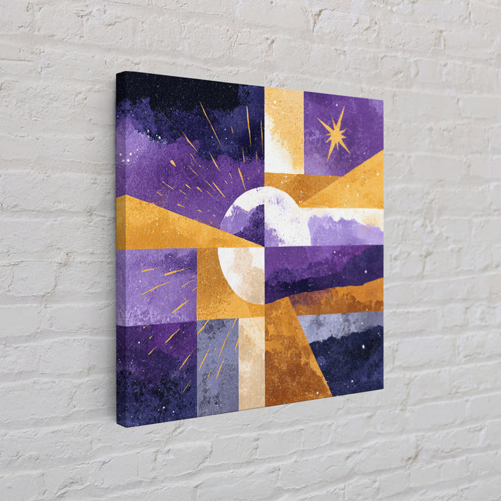 Purple Night Sky Framed Canvas Print, Monochrome Art, Minimalist Wall Art, Living Room Decor, Fine Art, Mono, Minimalist Decor, MON-1x1-63