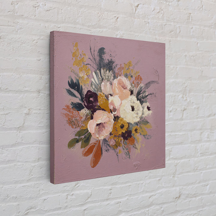 Monochrome Floral Bouquet Framed Canvas Print, Monochrome Art, Unique Wall Art, Living Room Decor, Mono, Fine Art Print, MON-1x1-66