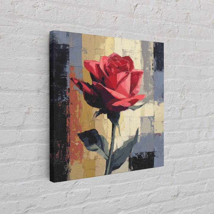 Single Red Rose Rendered Only Framed Canvas Print, Monochrome Art, Large Wall Art, Living Room Decor, Fine Art, Mono, MON-1x1-7