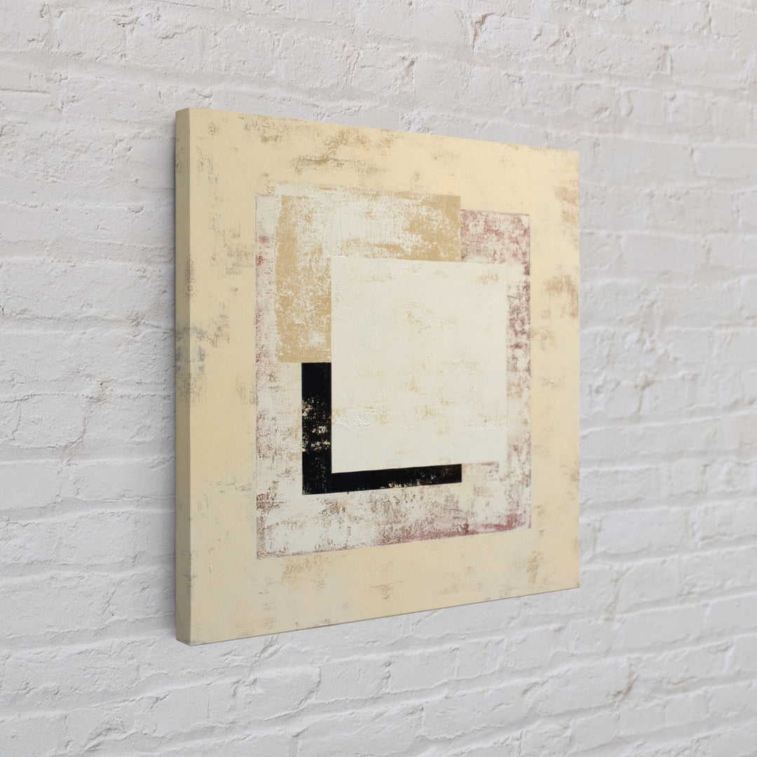 Cream on Cream Minimalist Forms Framed Canvas Print, Monochrome Art, Modern Wall Art, Living Room Decor, Fine Art, Mono, MON-1x1-70