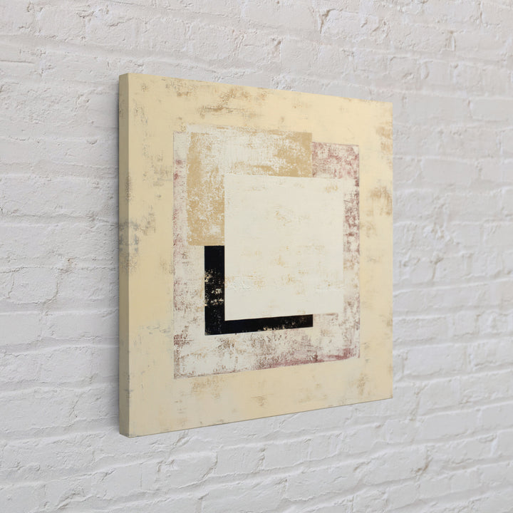 Cream on Cream Minimalist Forms Framed Canvas Print, Monochrome Art, Modern Wall Art, Living Room Decor, Fine Art, Mono, MON-1x1-70