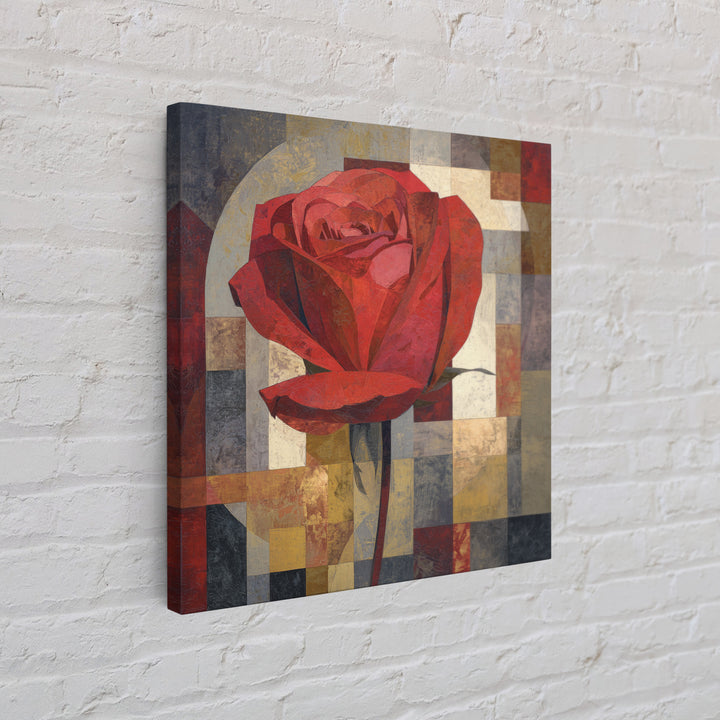 Single Red Rose Rendered Only Framed Canvas Print, Monochrome Art, Modern Decor, Living Room Decor, Oil Painting, Mono, MON-1x1-79
