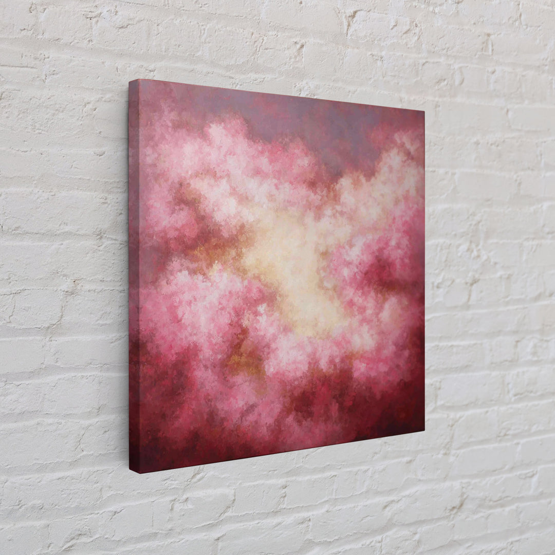 All Pink Cloudscape Framed Canvas Print, Monochrome Art, Abstract Painting, Living Room Decor, Abstract Art, Mono, Luxury Decor, MON-1x1-84