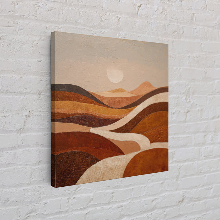 Warm Brown Desert Landscape Canvas Print, Monochrome Art, Moody Wall Art, Living Room Decor, Watercolor Art, Mono, MON-1x1-9