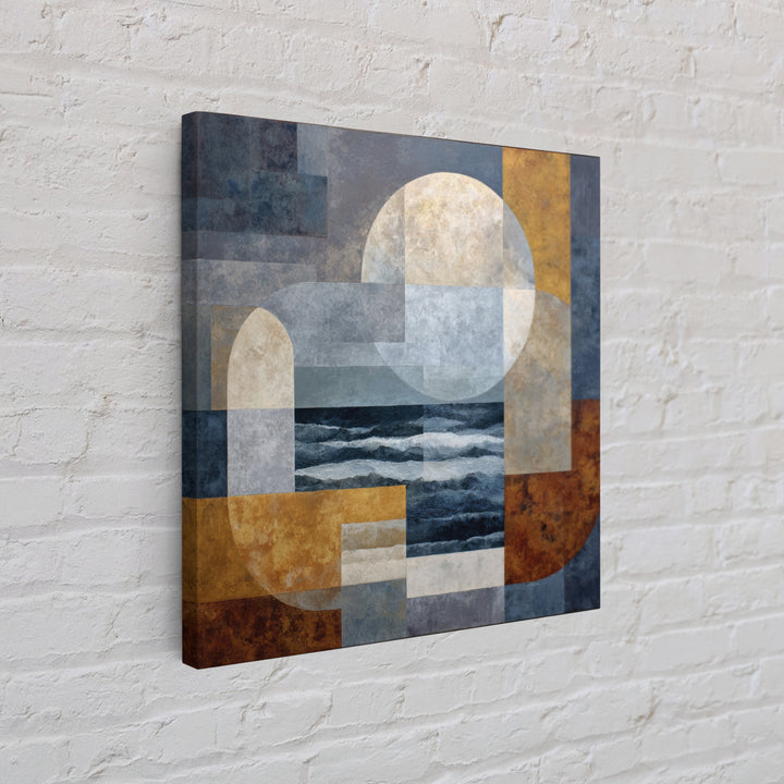 Silver Ocean Moonlight Scene Canvas Print, Monochrome Art, Boho Decor, Living Room Decor, Fine Art, Mono, Digital Art, MON-1x1-91