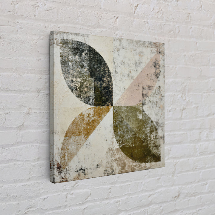 Olive Green Abstract Leaf Pattern Canvas Print, Monochrome Art, Modern Art, Living Room Decor, Watercolor Art, Mono, MON-1x1-92