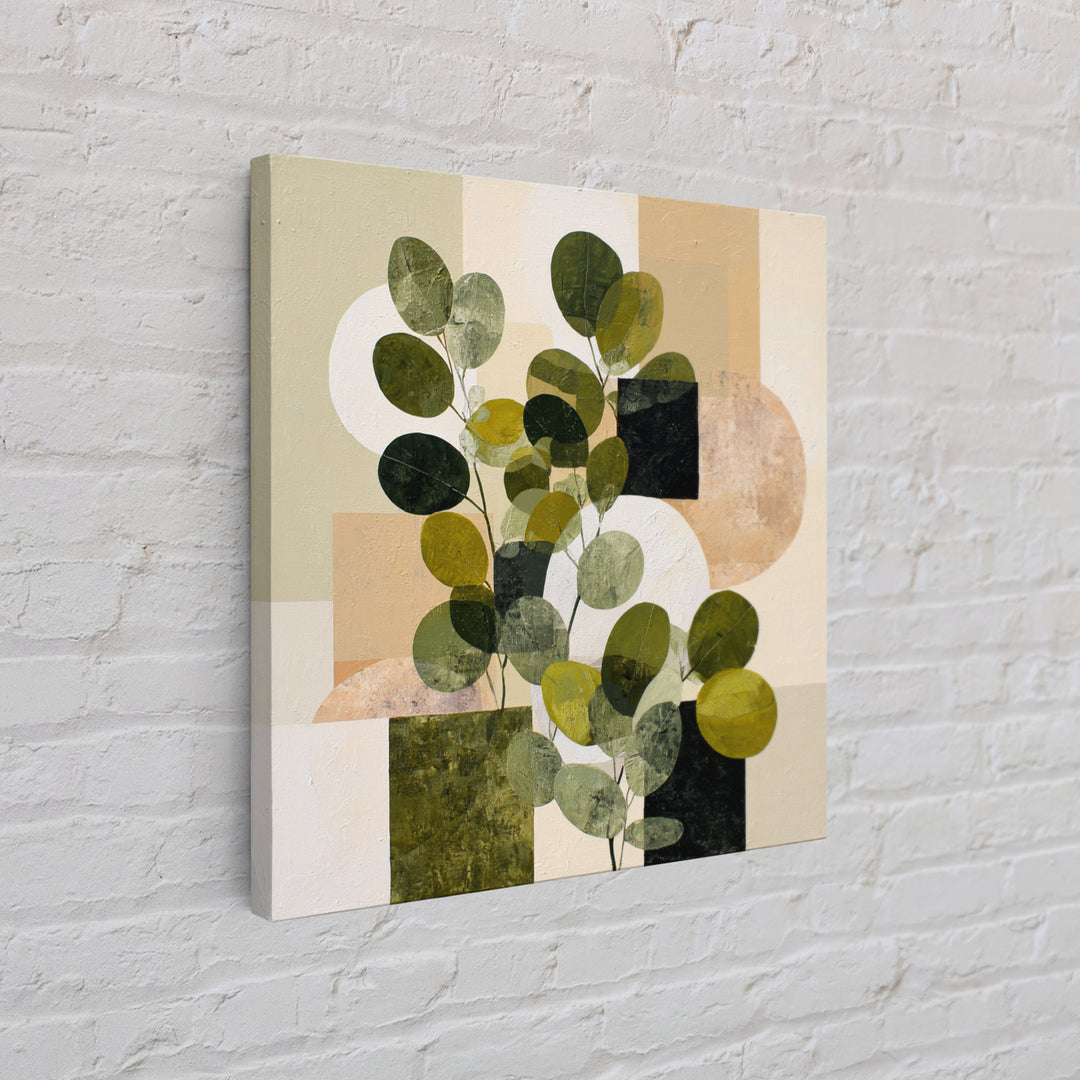 Green Botanical Study Canvas Print, Monochrome Art, Wall Art, Living Room Decor, Oil Painting, Mono, Abstract Art, MON-1x1-99