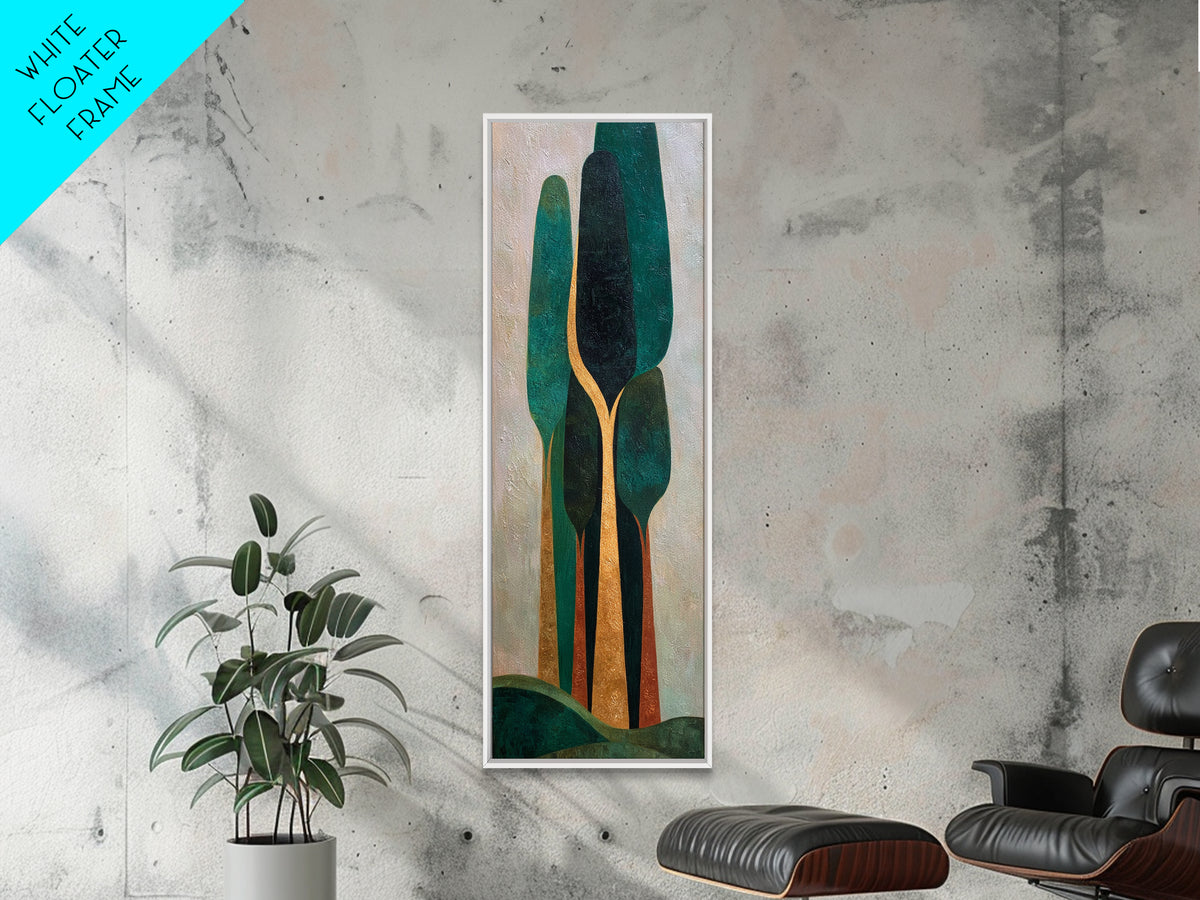Deep Green Forest Silhouette Study Canvas Print, Monochrome Art, Digital Prints, Living Room Decor, Mono, Apartment Decor, MON-1x3-25