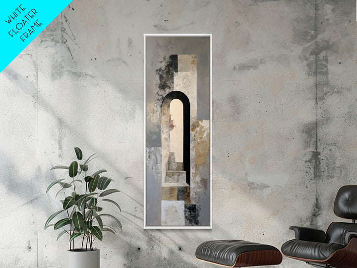 Gray Architectural Arch and Shadow Study Framed Canvas Print, Monochrome Art, Modern Art, Living Room Decor, Fine Art, Mono, MON-1x3-46
