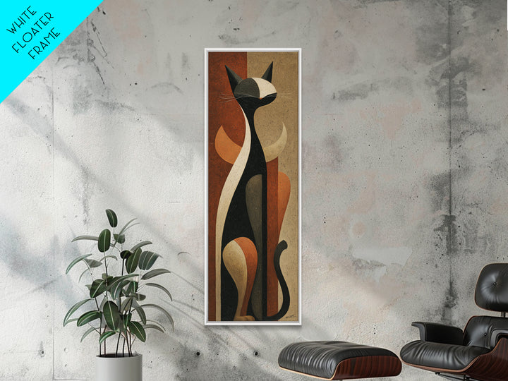 Monochrome Cat Portrait Framed Canvas Print, Monochrome Art, Original Painting, Living Room Decor, Oil Painting, Mono, MON-1x3-47