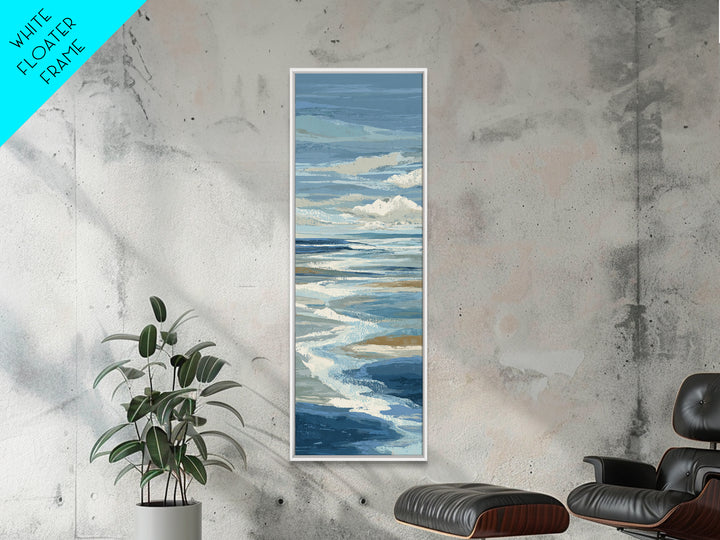 All Blue Ocean Abstraction Framed Canvas Print, Monochrome Art, Textured Painting, Living Room Decor, Fine Art, Mono, MON-1x3-61