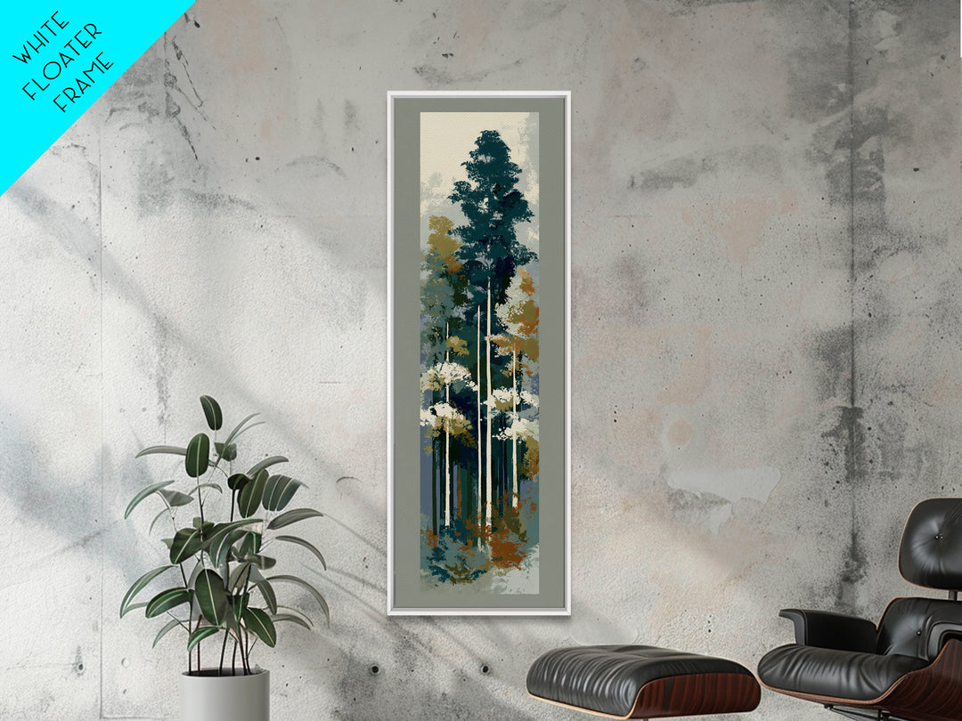 Deep Green Forest Silhouette Study Canvas Print, Monochrome Art, Living Room Decor, Oil Painting, Mono, Printable Art, MON-1x3-73