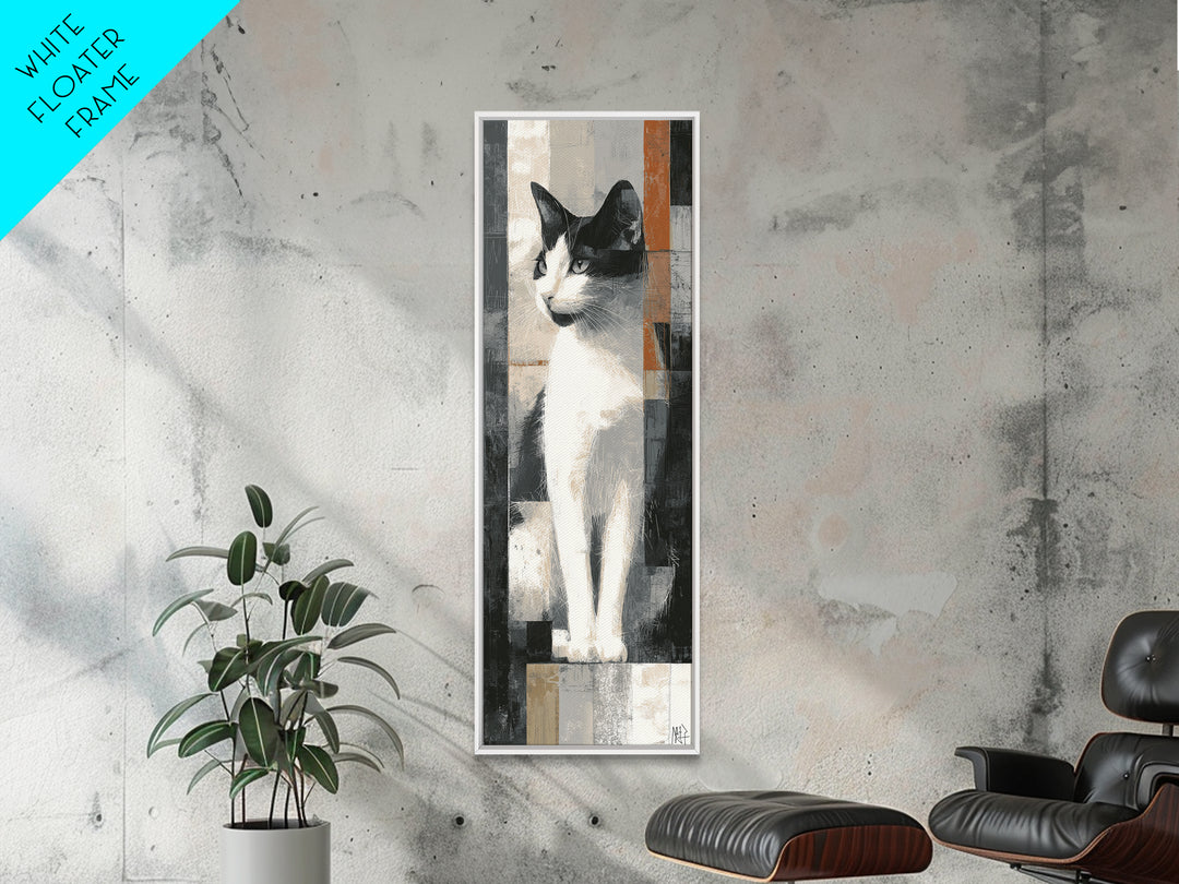 Monochrome Cat Portrait Canvas Print, Monochrome Art, Abstract Painting, Living Room Decor, Fine Art, Mono, Luxury Decor, MON-1x3-95