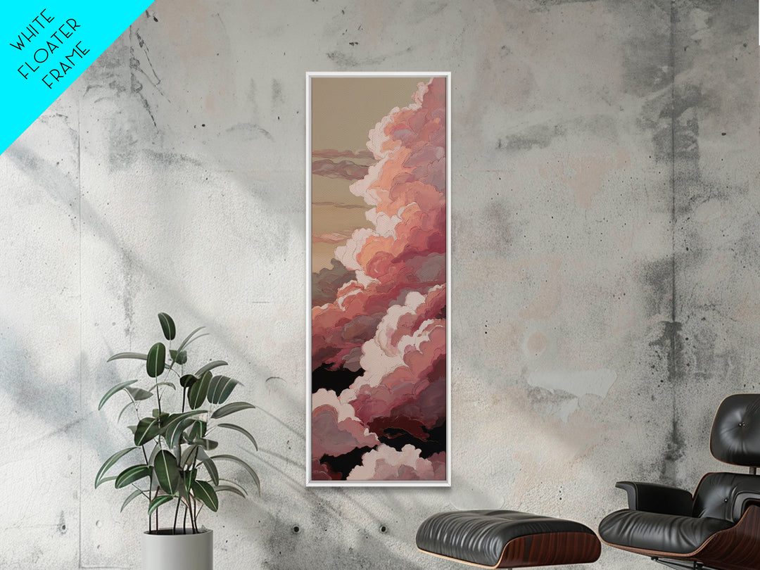 All Pink Cloudscape Framed Canvas Print, Monochrome Art, Printable Art, Living Room Decor, Abstract Art, Mono, MON-1x3-96