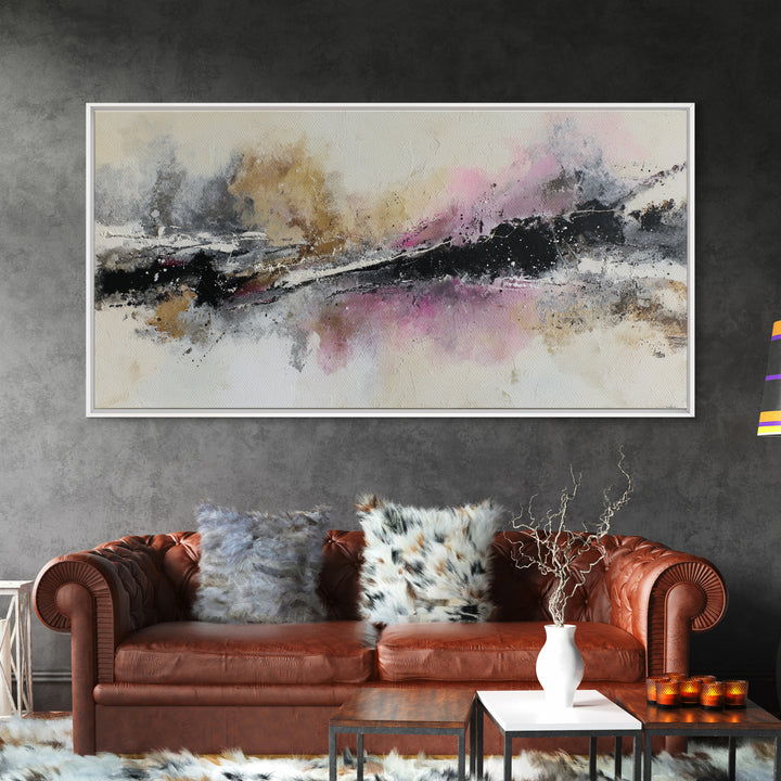 Black Ink Abstract Canvas Print, Monochrome Art, Boho Decor, Living Room Decor, Fine Art, Mono, Art Print, Digital Art, MON-2x1-2