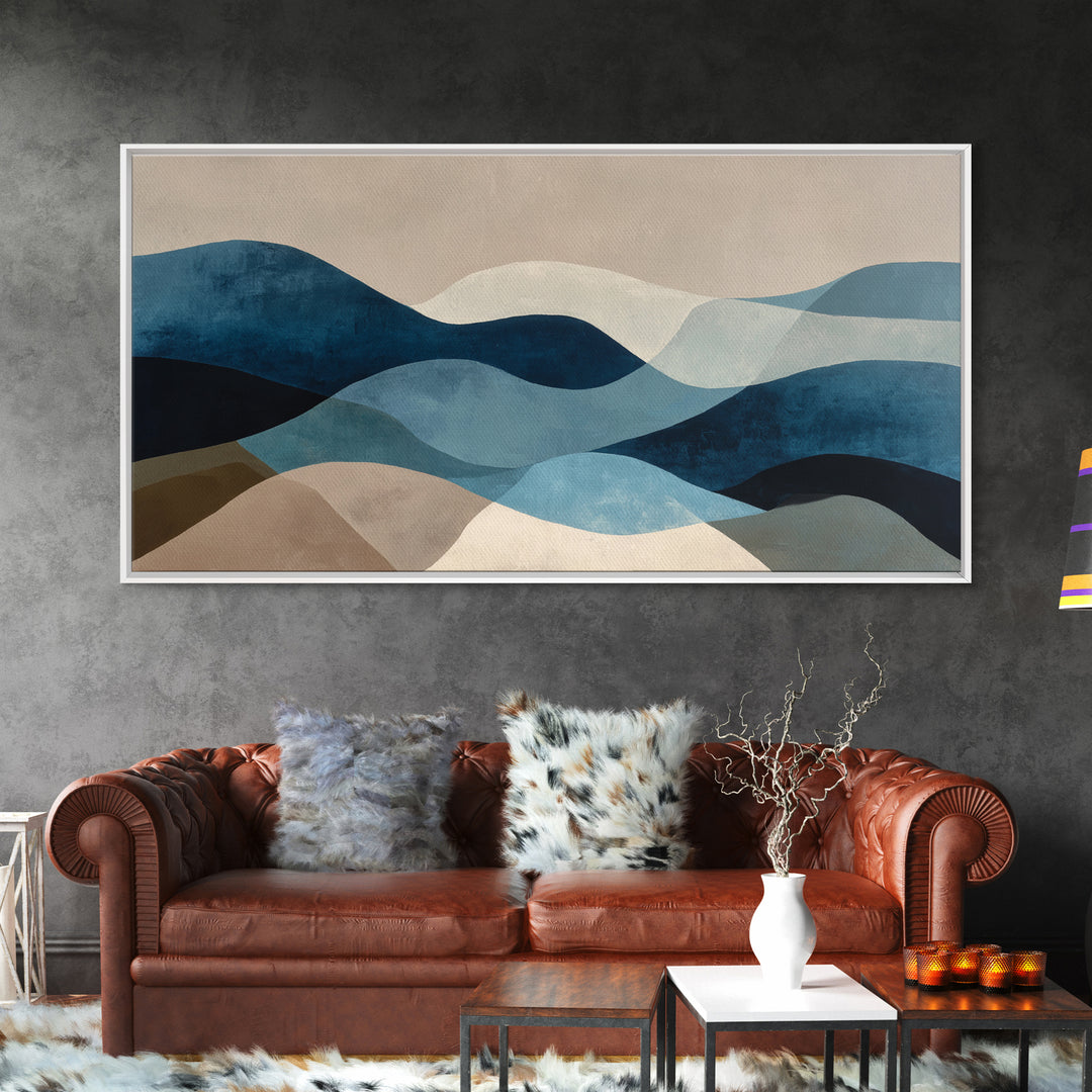 All Blue Ocean Abstraction Canvas Print, Monochrome Art, Wall Art, Living Room Decor, Mono, Abstract Art, Bedroom Decor, MON-2x1-21