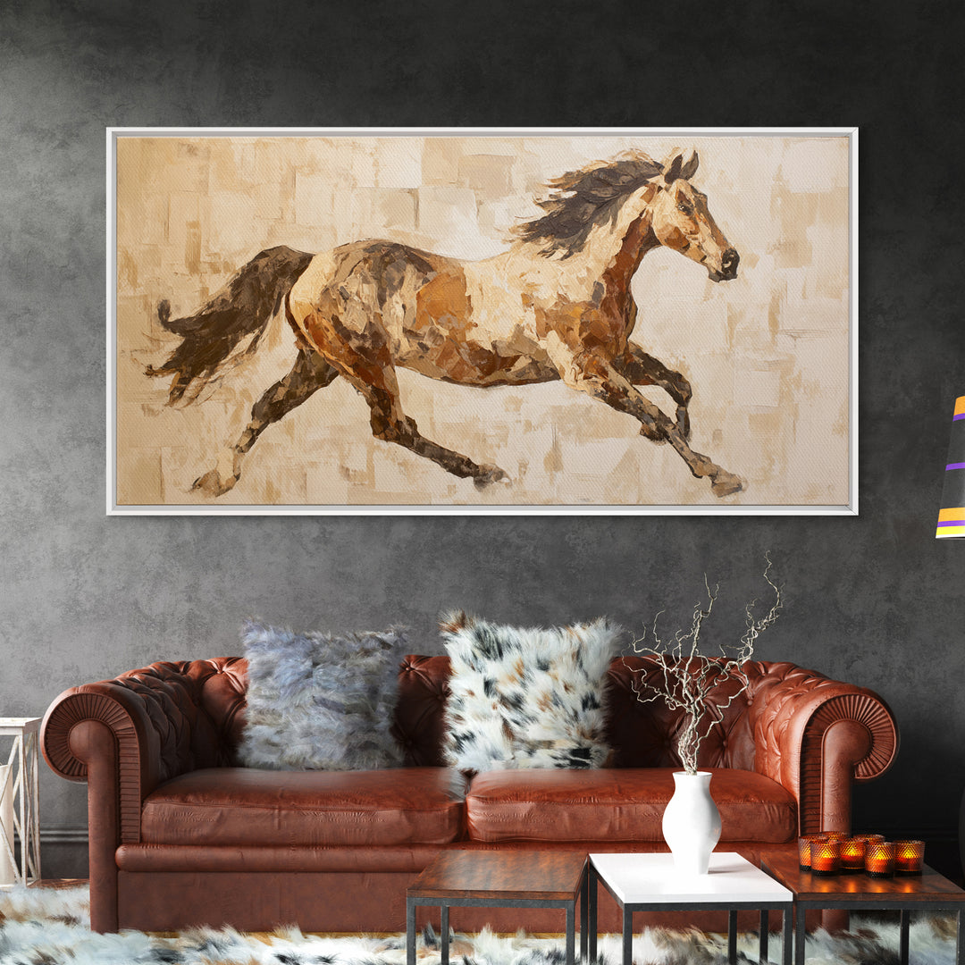 Sepia Horse Portrait Canvas Print, Monochrome Art, Statement Artwork, Living Room Decor, Fine Art, Mono, Digital Art, MON-2x1-22