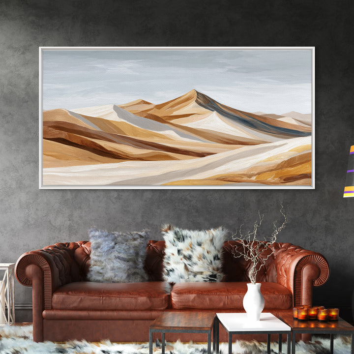 Warm Brown Desert Landscape Framed Canvas Print, Monochrome Art, Poster, Living Room Decor, Fine Art, Mono, Textured Wall Art, MON-2x1-29