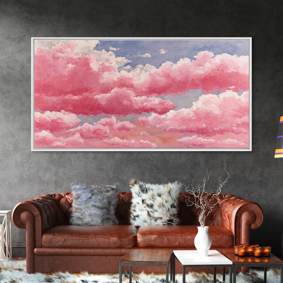 All Pink Cloudscape Canvas Print, Monochrome Art, Contemporary Art, Living Room Decor, Oil Painting, Mono, Original Art, MON-2x1-32