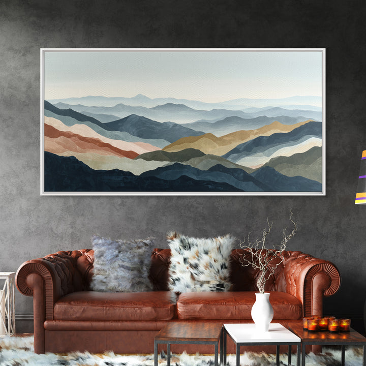 Charcoal Mountain Landscape Canvas Print, Monochrome Art, Digital Prints, Living Room Decor, Fine Art, Mono, Apartment Decor, MON-2x1-48