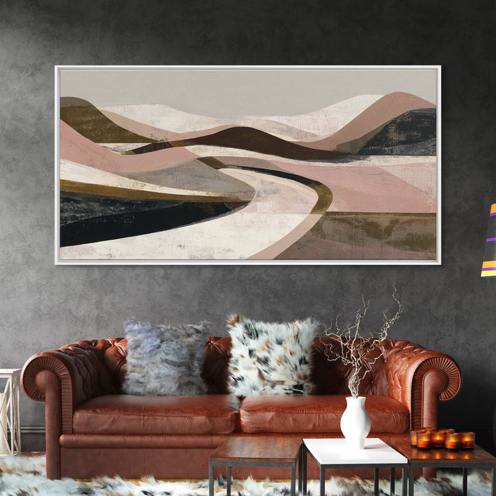 Warm Brown Desert Landscape Framed Canvas Print, Monochrome Art, Poster, Living Room Decor, Fine Art, Mono, Textured Wall Art, MON-2x1-5