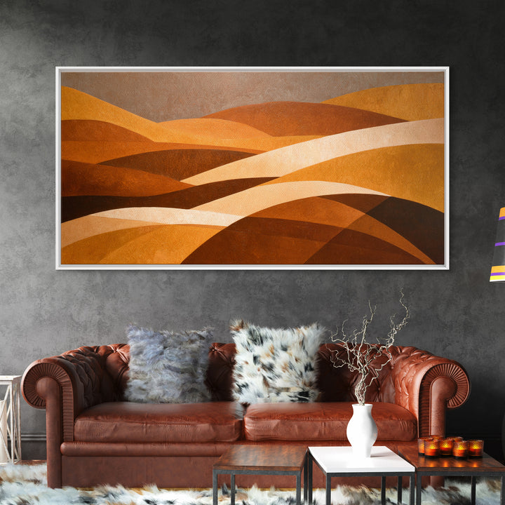 Warm Brown Desert Landscape Canvas Print, Monochrome Art, Mid Century Modern, Living Room Decor, Fine Art, Mono, Boho Wall Art, MON-2x1-53