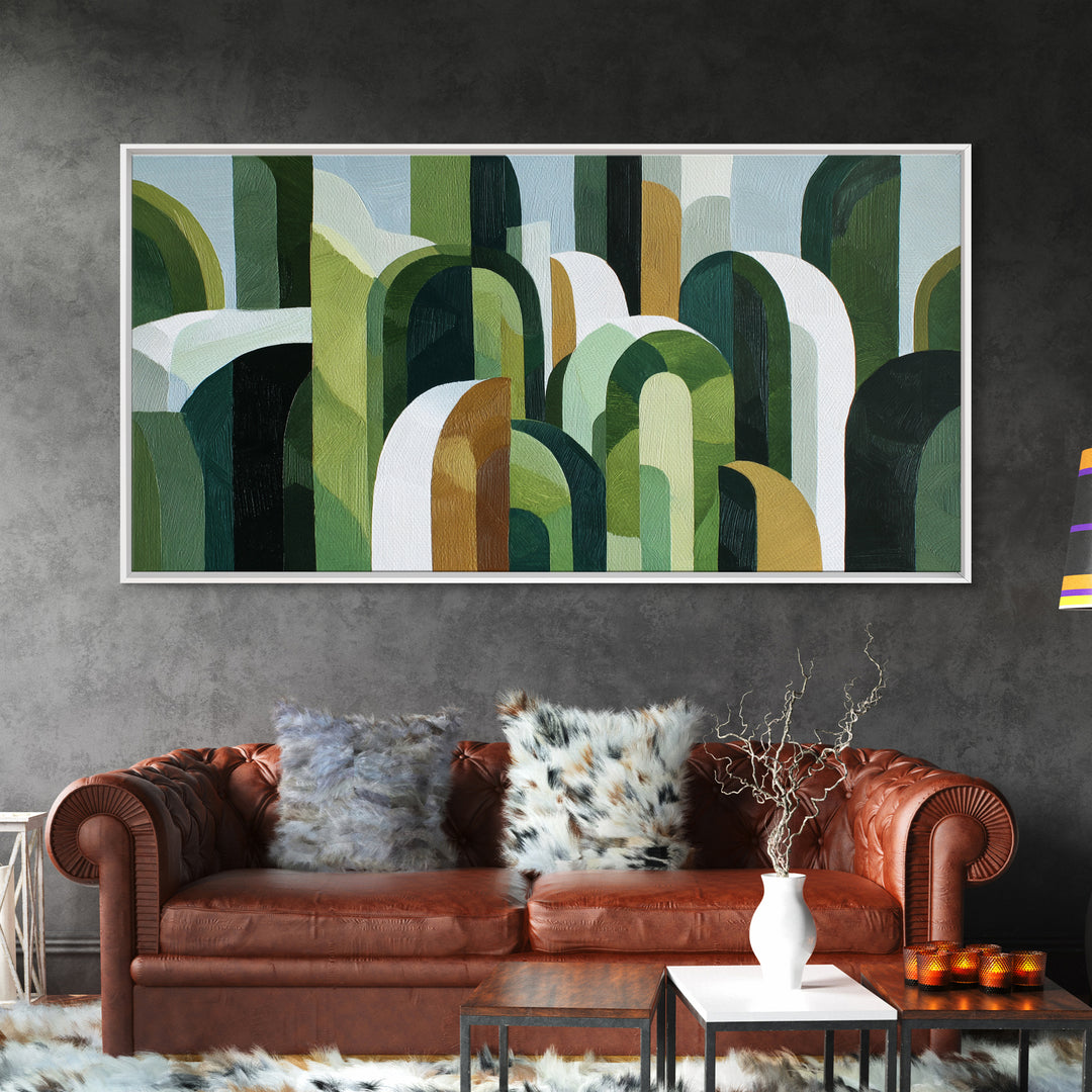 Deep Green Forest Silhouette Study Canvas Print, Monochrome Art, Digital Prints, Living Room Decor, Mono, Apartment Decor, MON-2x1-57