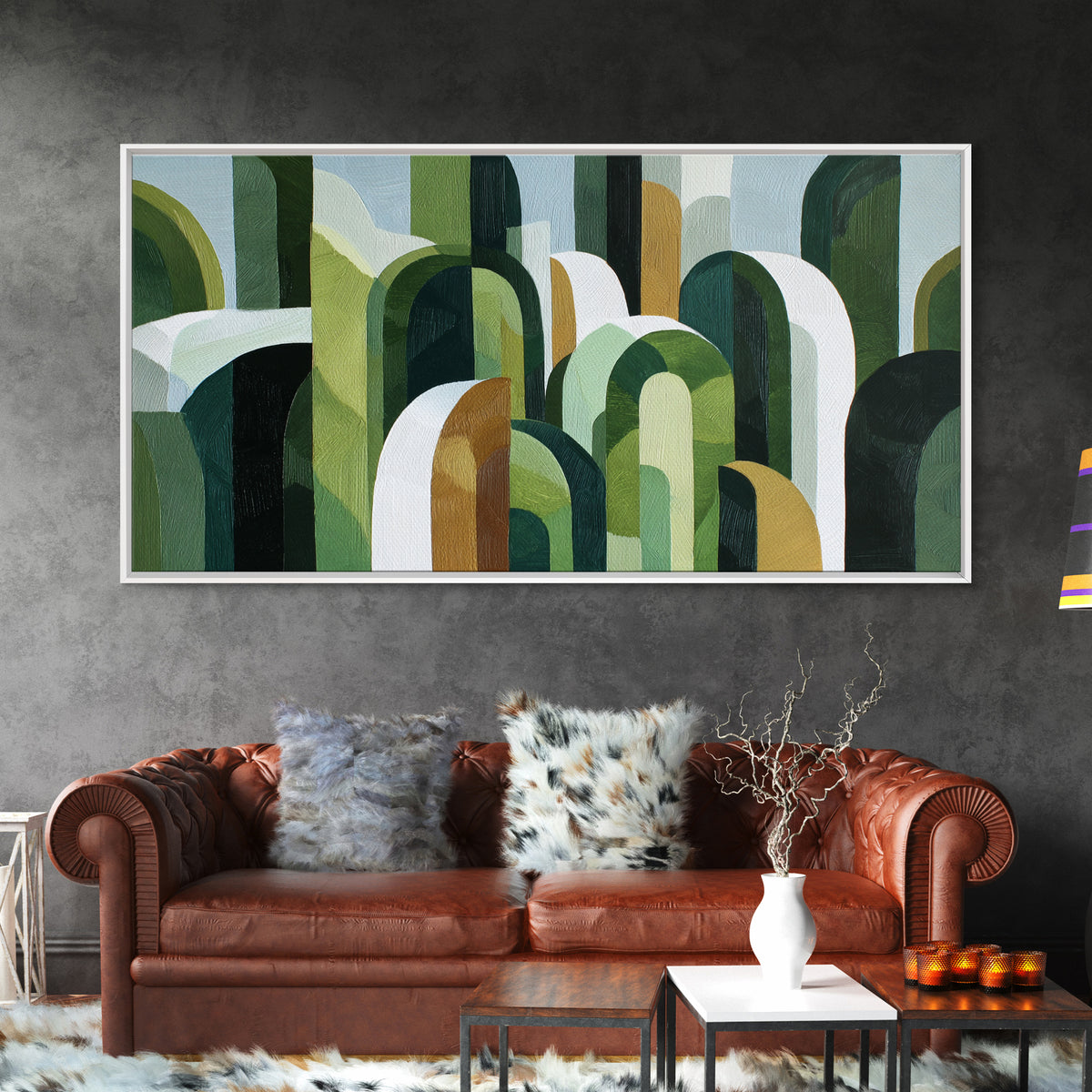 Deep Green Forest Silhouette Study Canvas Print, Monochrome Art, Digital Prints, Living Room Decor, Mono, Apartment Decor, MON-2x1-57