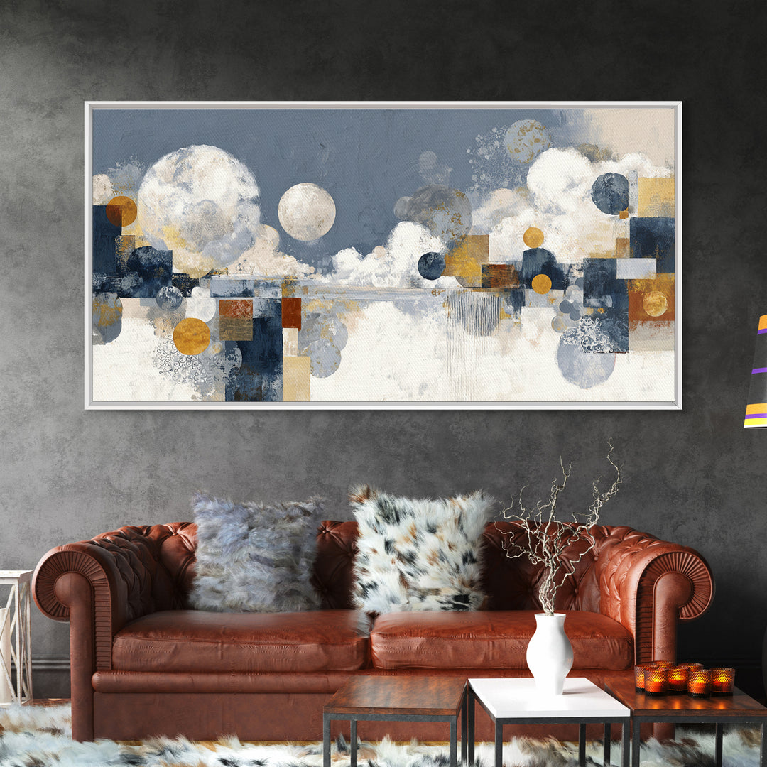 Silver Ocean Moonlight Scene Canvas Print, Monochrome Art, Digital Print, Living Room Decor, Fine Art, Mono, Modern Art, MON-2x1-63