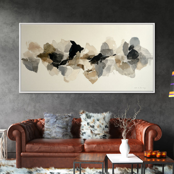 Black Ink Abstract Canvas Print, Monochrome Art, Living Room Decor, Abstract Art, Mono, Apartment Decor, Printable Art, MON-2x1-74
