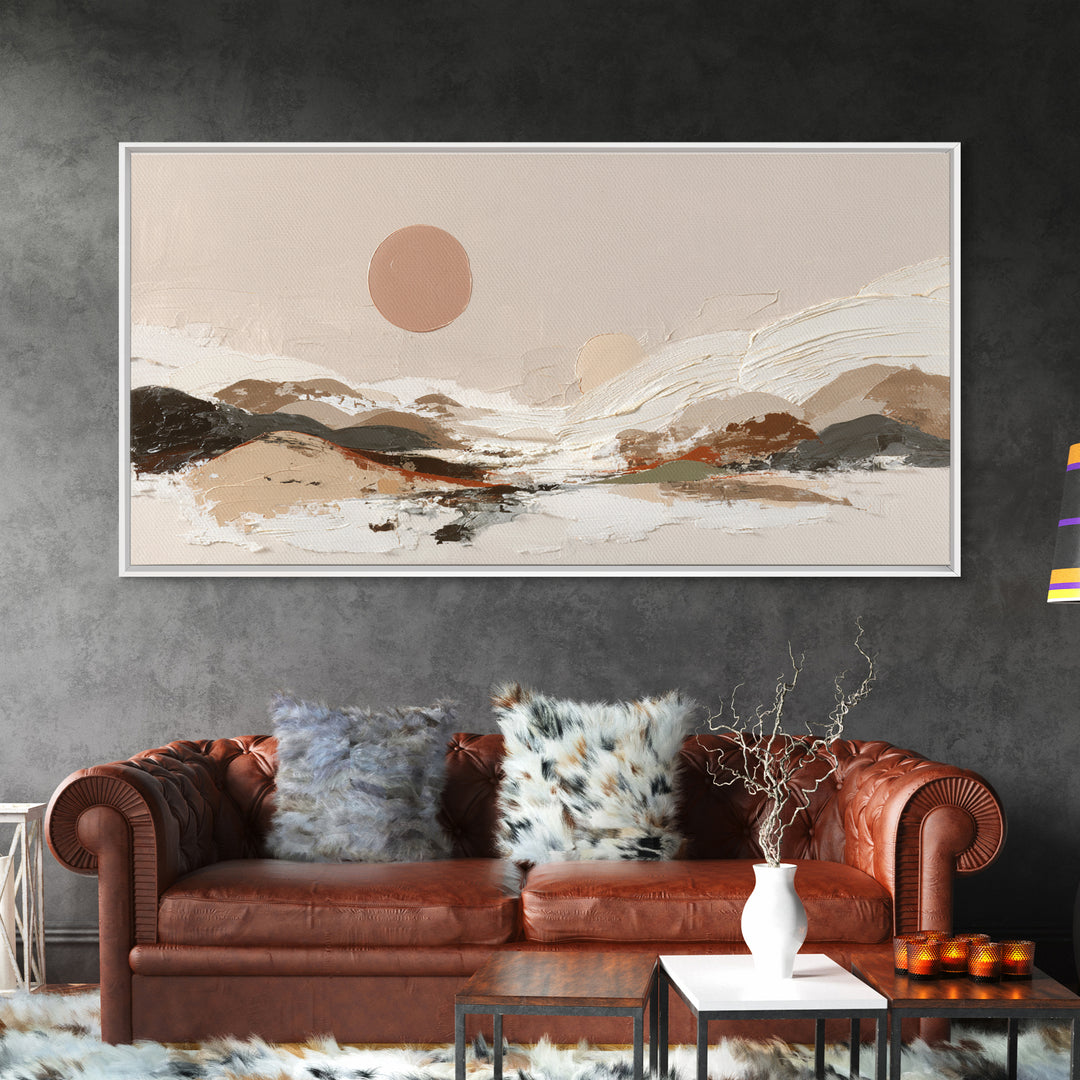 Warm Brown Desert Landscape Canvas Print, Monochrome Art, Mid Century Modern, Living Room Decor, Fine Art, Mono, Boho Wall Art, MON-2x1-77